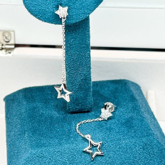 Star Dangle Earrings in Sterling Silver Dangle Earrings Dainty Drop Earrings - Picture 7 of 7